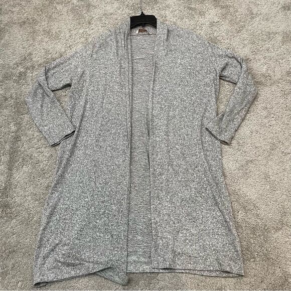 Soft Surroundings Gray Open Front Cardigan Sweater Size M - Picture 4 of 9